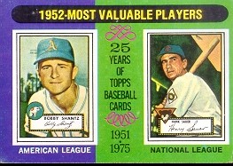 1975 Topps Baseball Cards      190     Bobby Shantz/Hank Sauer MVP